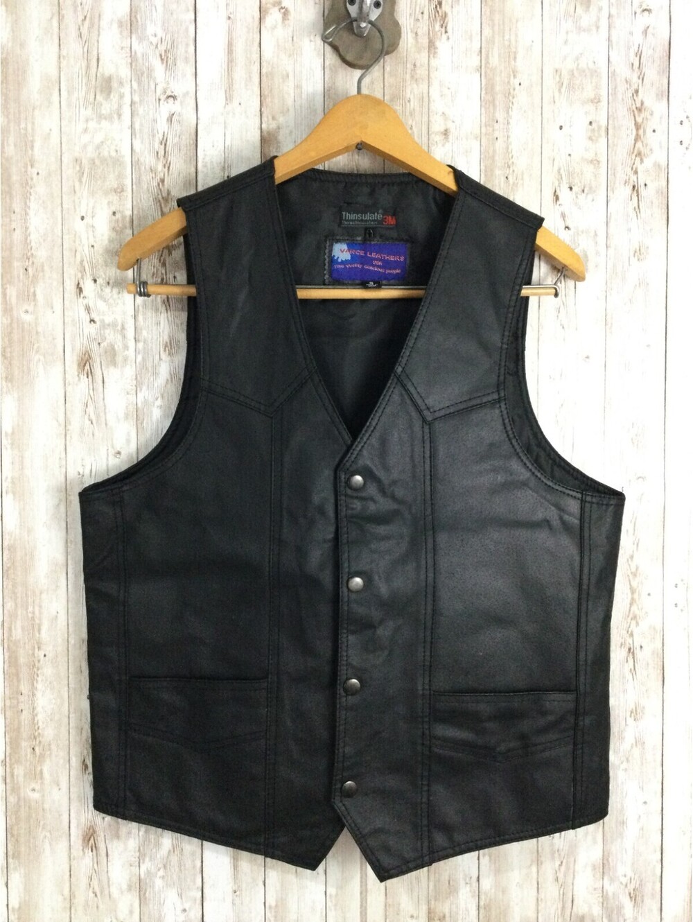 Men's Vance Leathers Thinsulate 3M Vest Size Small Snap Down EUC USA